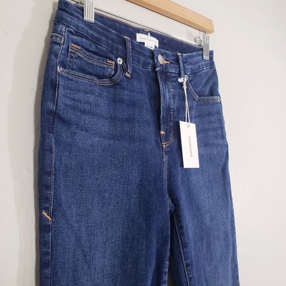 Good American Good Legs Skinny Jeans Raw Hem Stretch Dark Denim NWT 2/26 - Picture 4 of 11